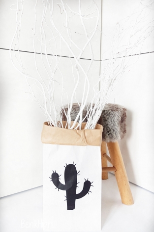 Paperbag papieren opbergzak xs met cactus